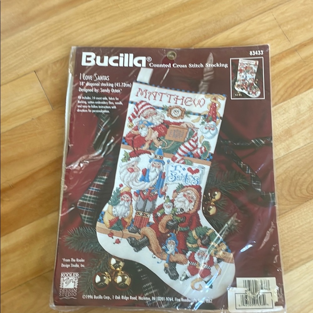 Bucilla I Love Santa Cross Stitch Stocking Kit NWT